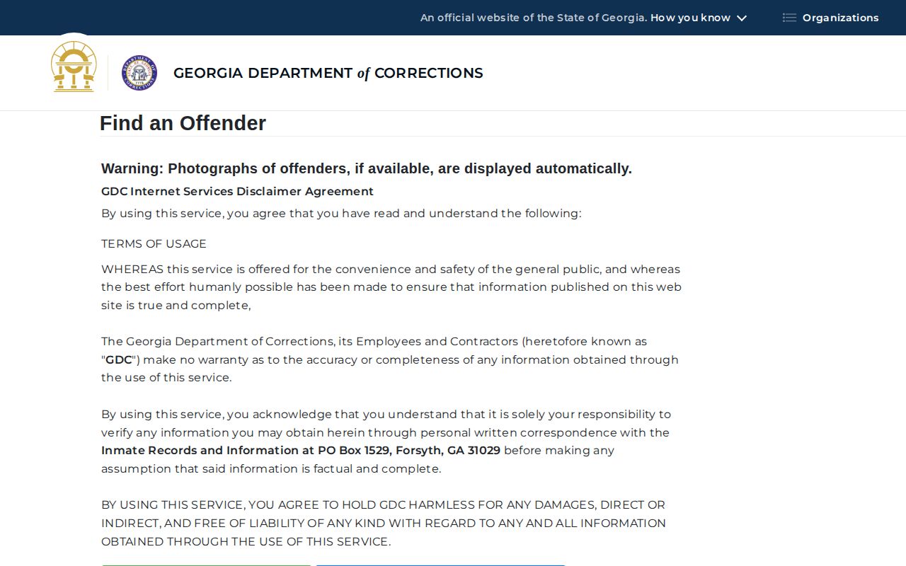 Georgia Department of Corrections offender search for Walker County state custody