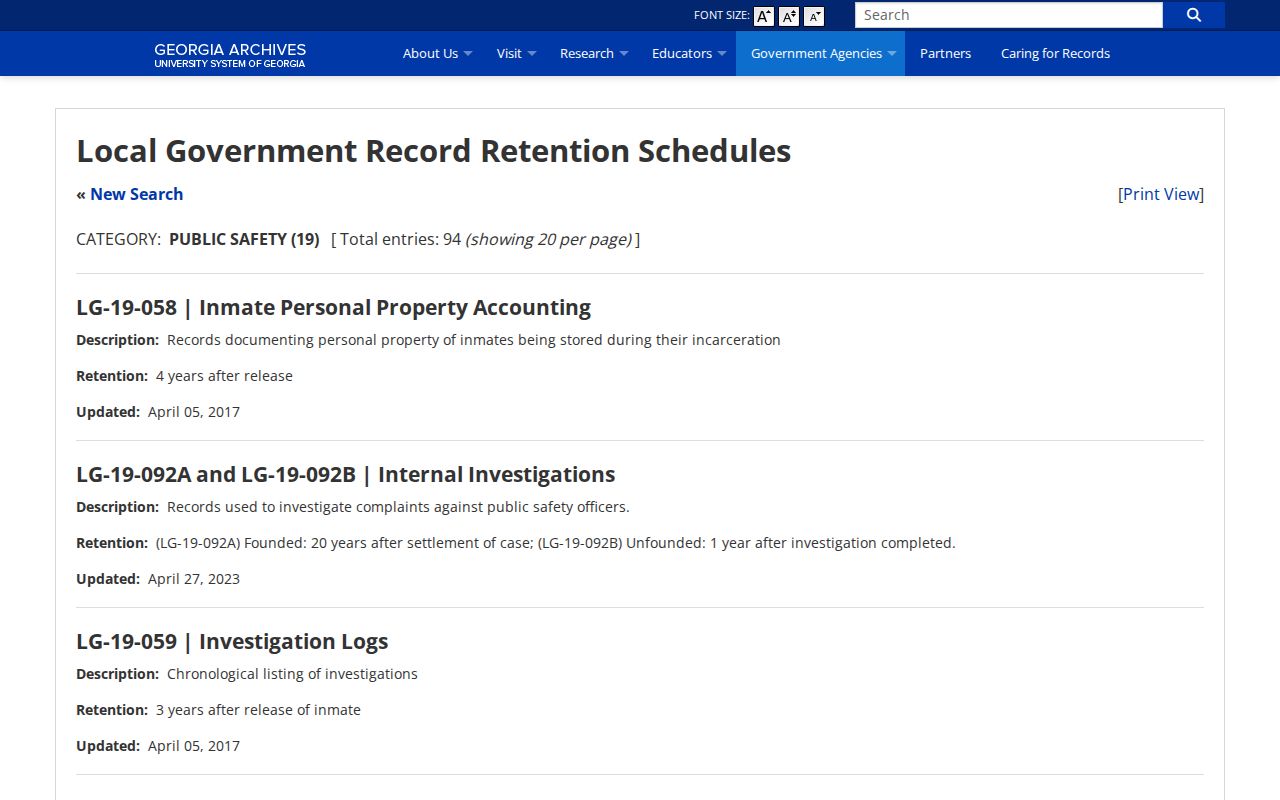 Walker County jail booking and register retention source